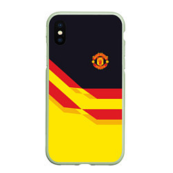 Чехол iPhone XS Max матовый Manchester United, цвет: 3D-салатовый