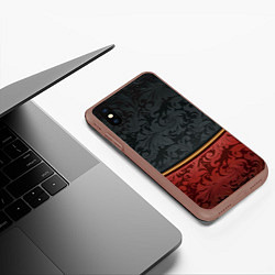 Чехол iPhone XS Max матовый Узоры Black and Red, цвет: 3D-коричневый — фото 2