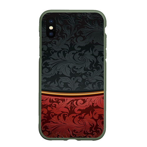 Чехол iPhone XS Max матовый Узоры Black and Red / 3D-Темно-зеленый – фото 1