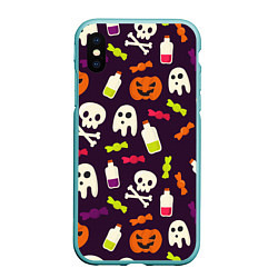 Чехол iPhone XS Max матовый Halloween, цвет: 3D-мятный
