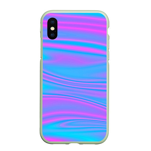 Чехол iPhone XS Max матовый Глянцевые линии / 3D-Салатовый – фото 1