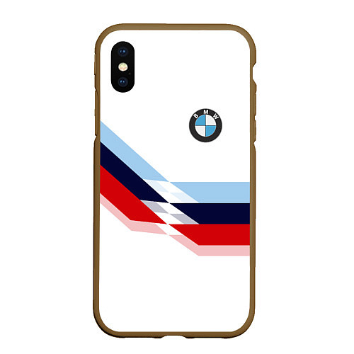 Чехол iPhone XS Max матовый BMW БМВ WHITE / 3D-Коричневый – фото 1