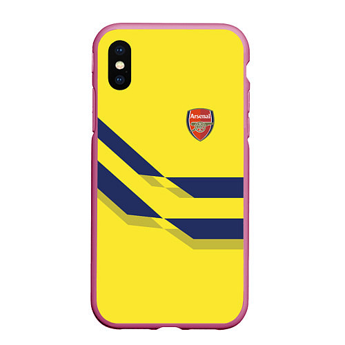 Чехол iPhone XS Max матовый Arsenal FC: Yellow style / 3D-Малиновый – фото 1