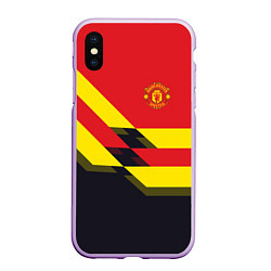 Чехол iPhone XS Max матовый Man UTD FC: Black style, цвет: 3D-сиреневый