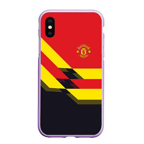 Чехол iPhone XS Max матовый Man UTD FC: Black style / 3D-Сиреневый – фото 1