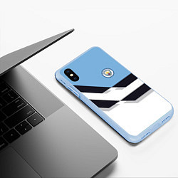 Чехол iPhone XS Max матовый Manchester City FC: White style, цвет: 3D-голубой — фото 2