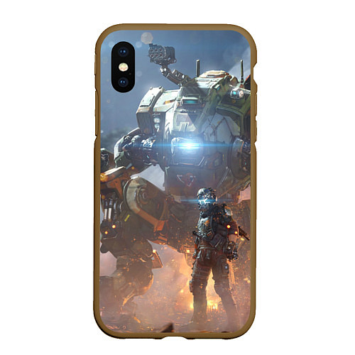 Чехол iPhone XS Max матовый Titanfall: Attack Robots / 3D-Коричневый – фото 1