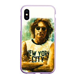 Чехол iPhone XS Max матовый John Lennon: New York, цвет: 3D-сиреневый