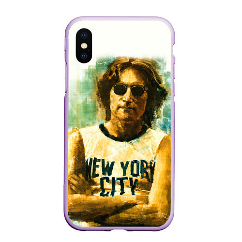 Чехол iPhone XS Max матовый John Lennon: New York / 3D-Сиреневый – фото 1