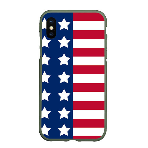 Чехол iPhone XS Max матовый USA Flag / 3D-Темно-зеленый – фото 1