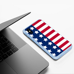 Чехол iPhone XS Max матовый USA Flag, цвет: 3D-голубой — фото 2