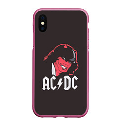 Чехол iPhone XS Max матовый AC/DC Devil, цвет: 3D-малиновый