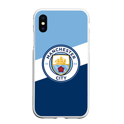 Чехол iPhone XS Max матовый FC Manchester City: Colors / 3D-Белый – фото 1