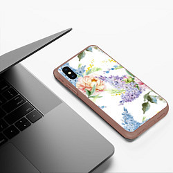 Чехол iPhone XS Max матовый Сирень и Пионы, цвет: 3D-коричневый — фото 2