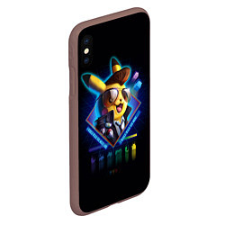 Чехол iPhone XS Max матовый Retro Pikachu, цвет: 3D-коричневый — фото 2