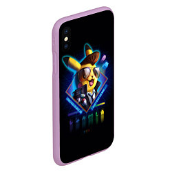 Чехол iPhone XS Max матовый Retro Pikachu, цвет: 3D-сиреневый — фото 2