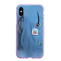 Чехол iPhone XS Max матовый Костюм врача, цвет: 3D-сиреневый