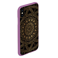 Чехол iPhone XS Max матовый Золотая мандала, цвет: 3D-фиолетовый — фото 2