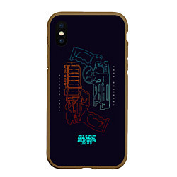 Чехол iPhone XS Max матовый Blade Runner Guns, цвет: 3D-коричневый