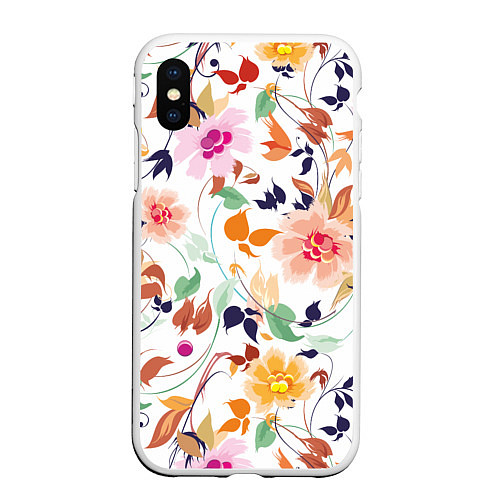 Чехол iPhone XS Max матовый Нежные цветы / 3D-Белый – фото 1