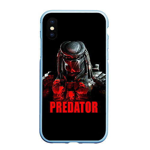 Чехол iPhone XS Max матовый Iron Predator / 3D-Голубой – фото 1