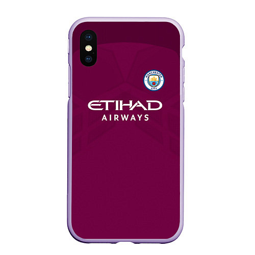 Чехол iPhone XS Max матовый Man City FC: Away 17/18 / 3D-Светло-сиреневый – фото 1