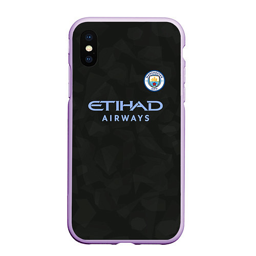 Чехол iPhone XS Max матовый Man City FC: Black 17/18 / 3D-Сиреневый – фото 1