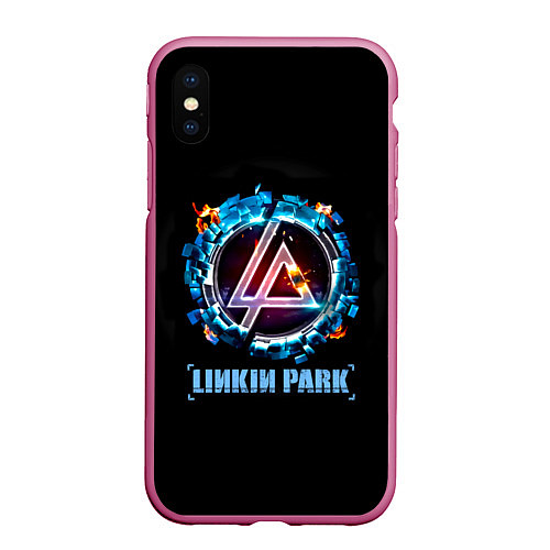 Чехол iPhone XS Max матовый Linkin Park: Engine / 3D-Малиновый – фото 1