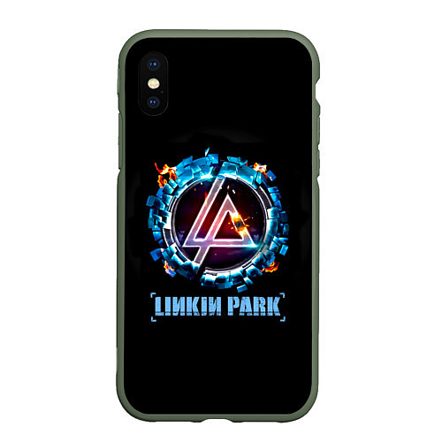 Чехол iPhone XS Max матовый Linkin Park: Engine / 3D-Темно-зеленый – фото 1