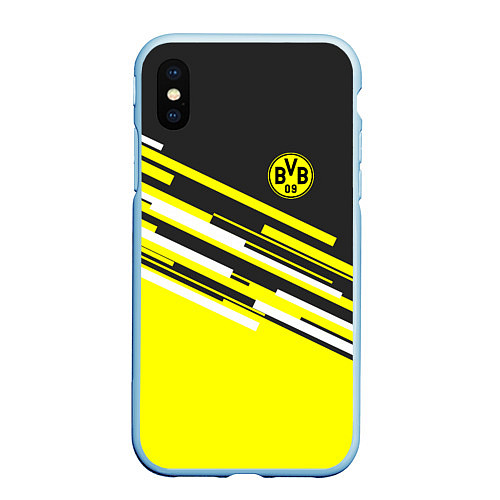 Чехол iPhone XS Max матовый Borussia FC: Sport Line 2018 / 3D-Голубой – фото 1