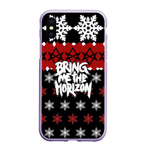 Чехол iPhone XS Max матовый Праздничный Bring Me the Horizon / 3D-Светло-сиреневый – фото 1