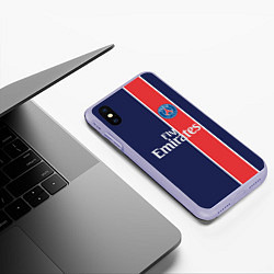 Чехол iPhone XS Max матовый FC PSG: Original, цвет: 3D-светло-сиреневый — фото 2