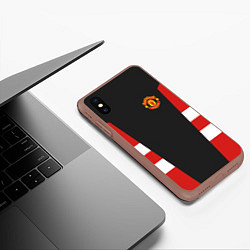 Чехол iPhone XS Max матовый Man UTD FC: Vintage 2018, цвет: 3D-коричневый — фото 2