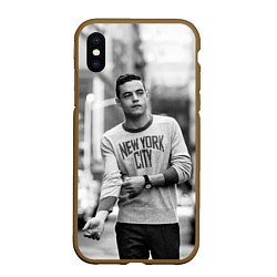 Чехол iPhone XS Max матовый Rami Malek, цвет: 3D-коричневый