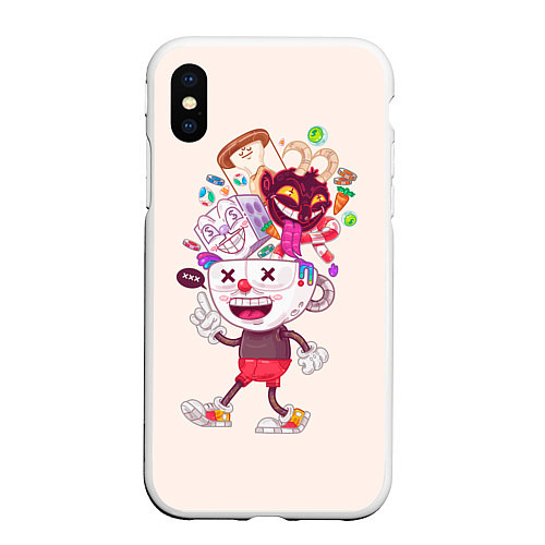 Чехол iPhone XS Max матовый Cuphead: Street Art / 3D-Белый – фото 1