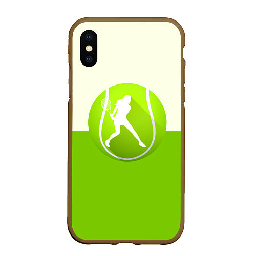 Чехол iPhone XS Max матовый Символ теннисиста / 3D-Коричневый – фото 1