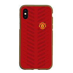 Чехол iPhone XS Max матовый Manchester United: Red Lines, цвет: 3D-коричневый