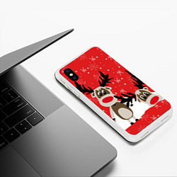 Чехол iPhone XS Max матовый Праздничные олени, цвет: 3D-белый — фото 2