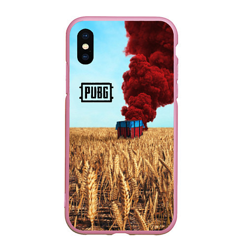 Чехол iPhone XS Max матовый PUBG Box / 3D-Розовый – фото 1