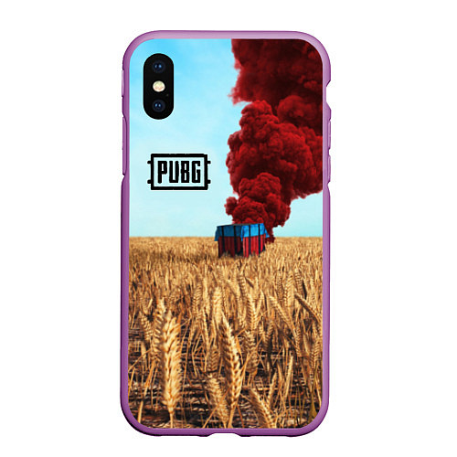 Чехол iPhone XS Max матовый PUBG Box / 3D-Фиолетовый – фото 1