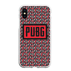 Чехол iPhone XS Max матовый PUBG: Red Pattern