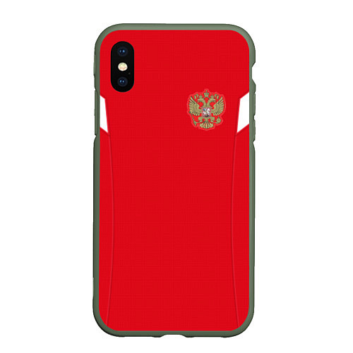 Чехол iPhone XS Max матовый Сборная России: ЧМ 2018 / 3D-Темно-зеленый – фото 1