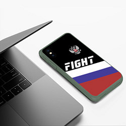 Чехол iPhone XS Max матовый Fight Russia, цвет: 3D-темно-зеленый — фото 2