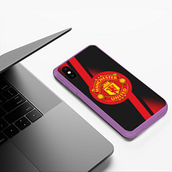 Чехол iPhone XS Max матовый FC Manchester United: Storm, цвет: 3D-фиолетовый — фото 2