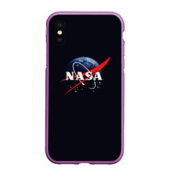 Чехол iPhone XS Max матовый NASA: Black Space, цвет: 3D-фиолетовый