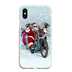 Чехол iPhone XS Max матовый Санта Клаус байкер