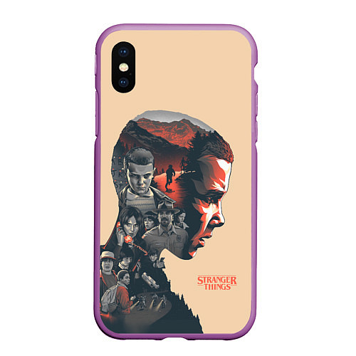 Чехол iPhone XS Max матовый Stranger Things / 3D-Фиолетовый – фото 1