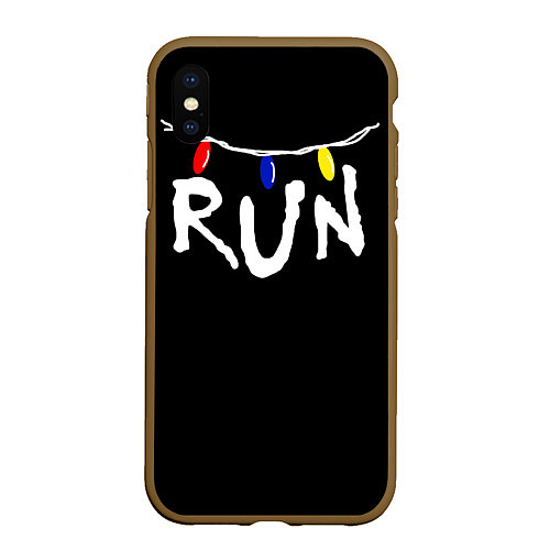 Чехол iPhone XS Max матовый Stranger Things RUN / 3D-Коричневый – фото 1