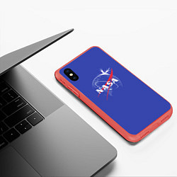 Чехол iPhone XS Max матовый NASA: Blue Space, цвет: 3D-красный — фото 2
