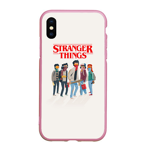 Чехол iPhone XS Max матовый Stranger Things Friends / 3D-Розовый – фото 1